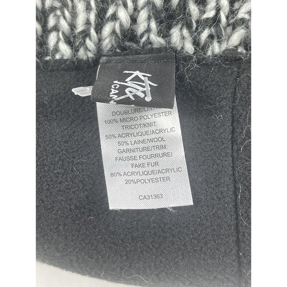 KYI KYI WOMEN’S FAUX FUR POM POM CLASSIC KNIT BEANIE CHARCOAL MARLED O/S